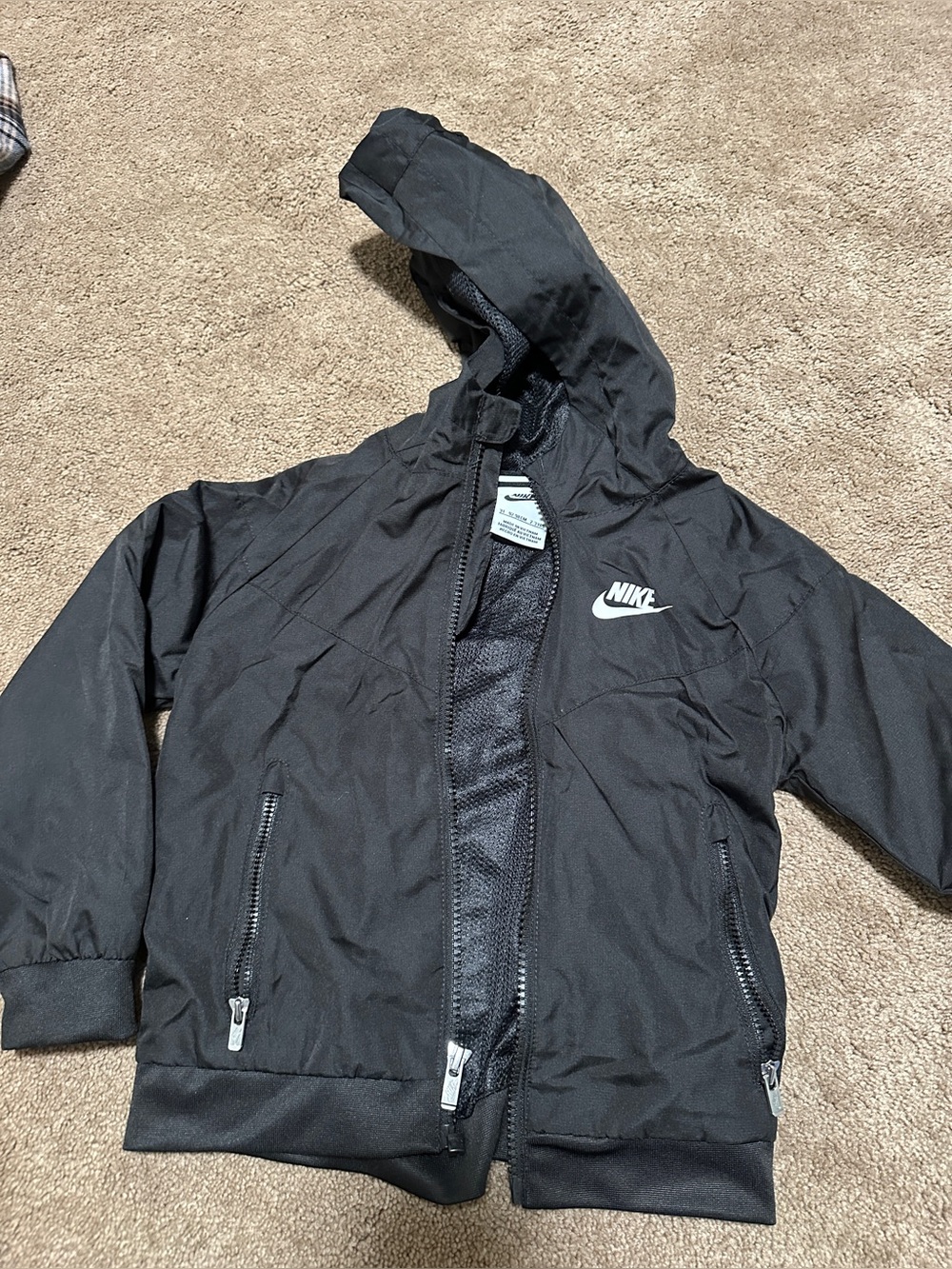 3T Nike Kids' Black Hooded Windbreaker Jacket